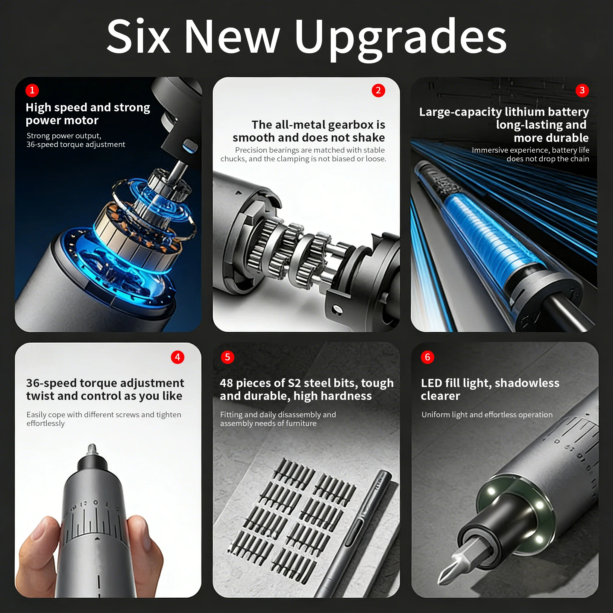 Rechargeable Lithium Battery Electric Screwdriver Set, 31 Adjustable Torque Gears, Mini Precision Repair Disassembly Screwdriver
