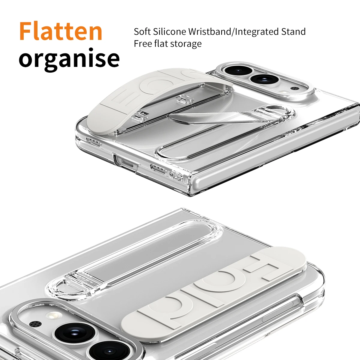 Für iPhone Duo Luxus-Handgelenkband-Handyhülle mit Displayschutzfolie, gehärtetem Glas, stoßfester Standfunktion, Cover Funda