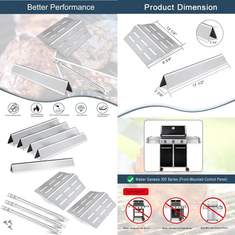 

Weber Genesis 300 Series Grill Accessories: Flavorizer Bars, Heat Deflectors, Burners for S310, S320, S330, E310, E320, E330 Mod