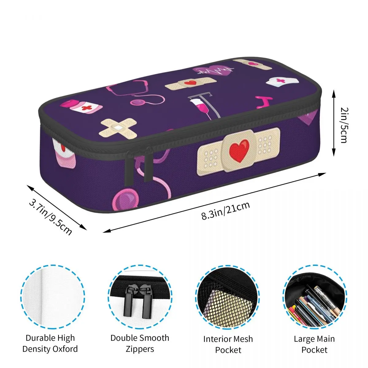 Hospital Medical Pattern Gift For Nursing Nurse Pencil Case Pencil Pouch Storage Stationery Big Capacity Pen Box Pencil Bag