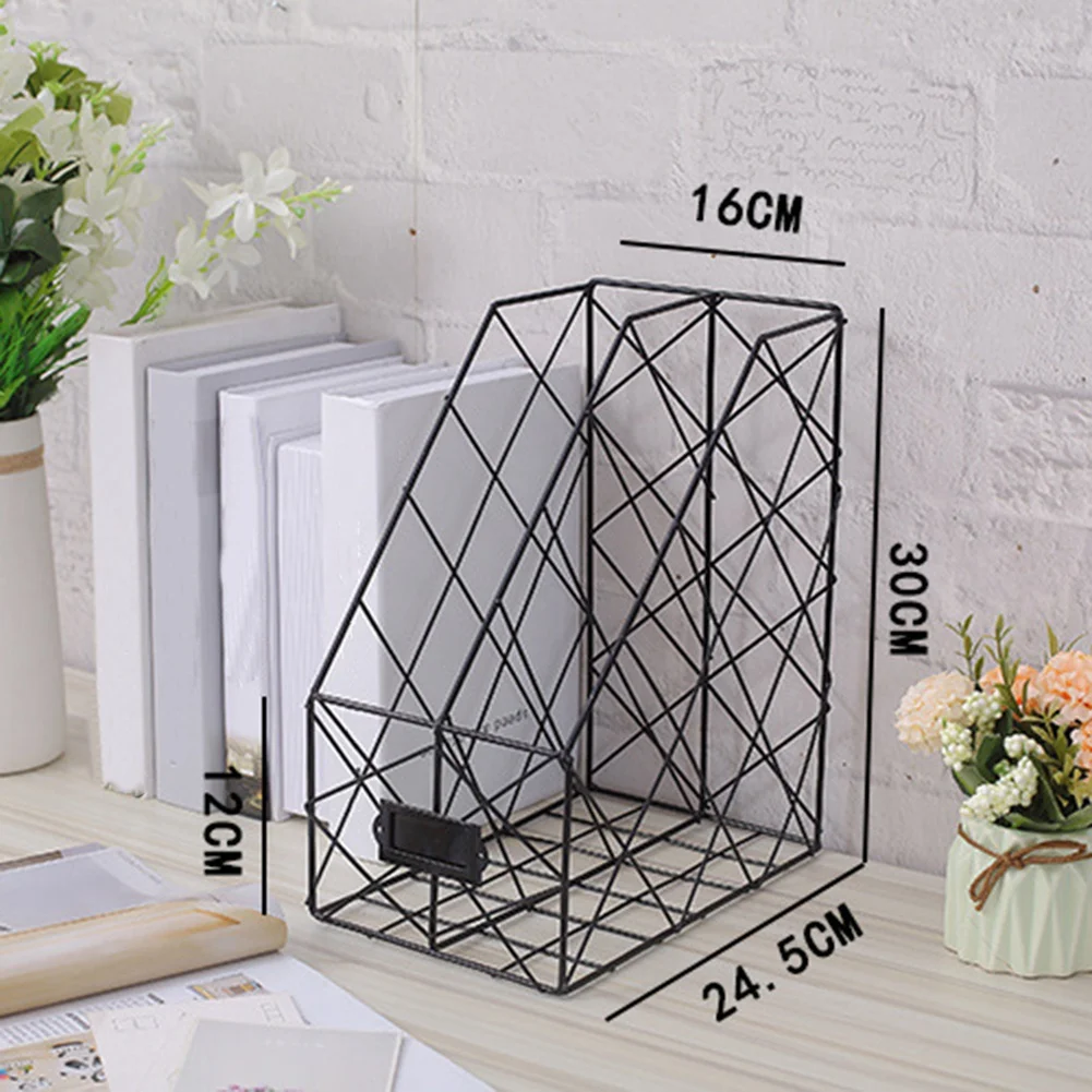 Nordic Ferro Forjado Estante Desk, Mesa simples Rack, Prateleira de revistas, Estante de livros, Desktop File, Biblioteca