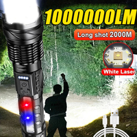 100000LM Powerful LED Flashlight Rechargeable Zoom Tactical Torch 2000M Long Range Powerful Flashlight Fishing Camping Lantern