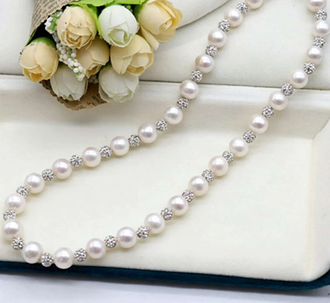

New design necklace AAAA10-11mm natural round white pearl necklace16in/18in/925s frosted round button