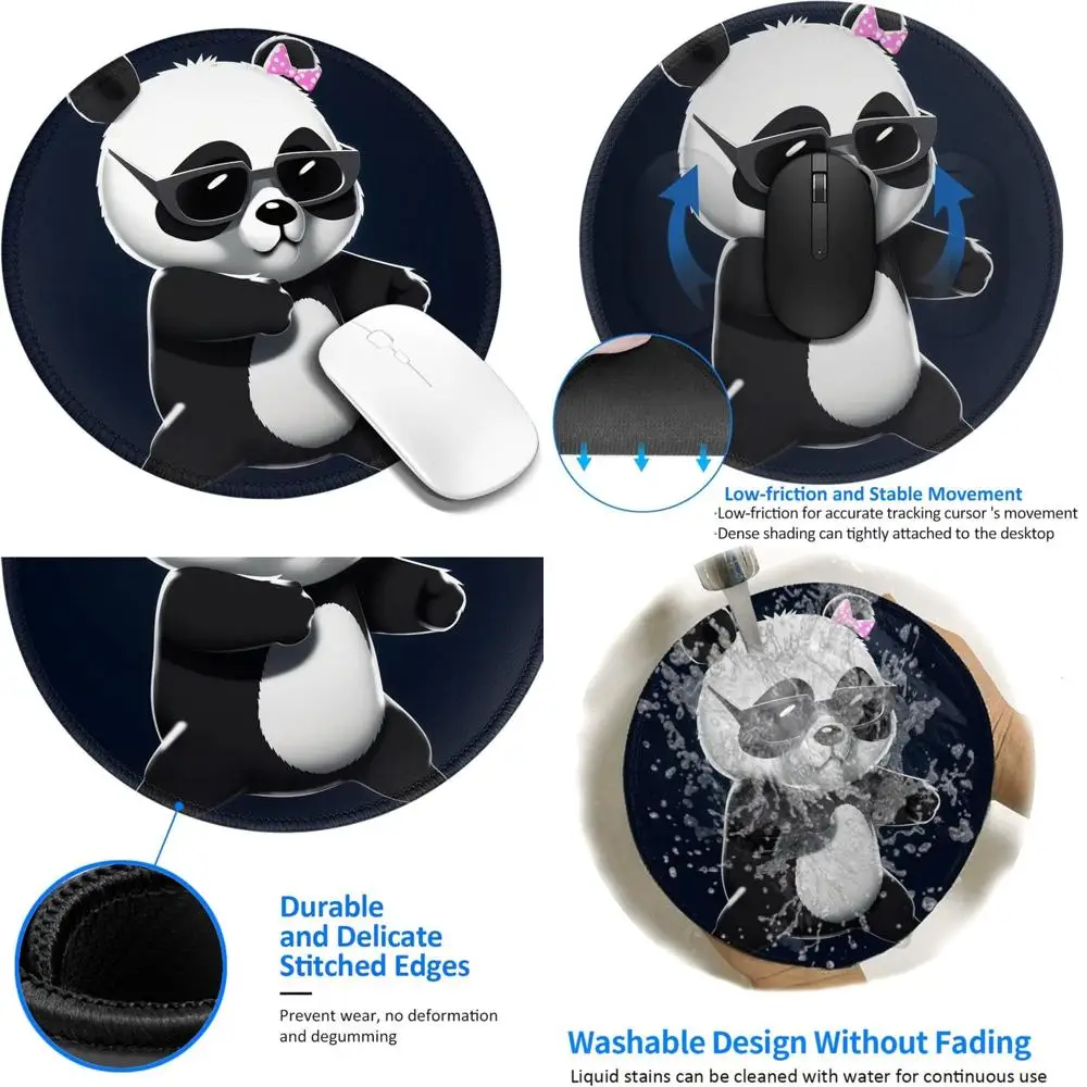 

8-дюймовый игровой коврик для мыши Cool Panda с прошитыми краями и нескользящей резиновой основой для повышенного комфорта и водонепроницаемого Durab