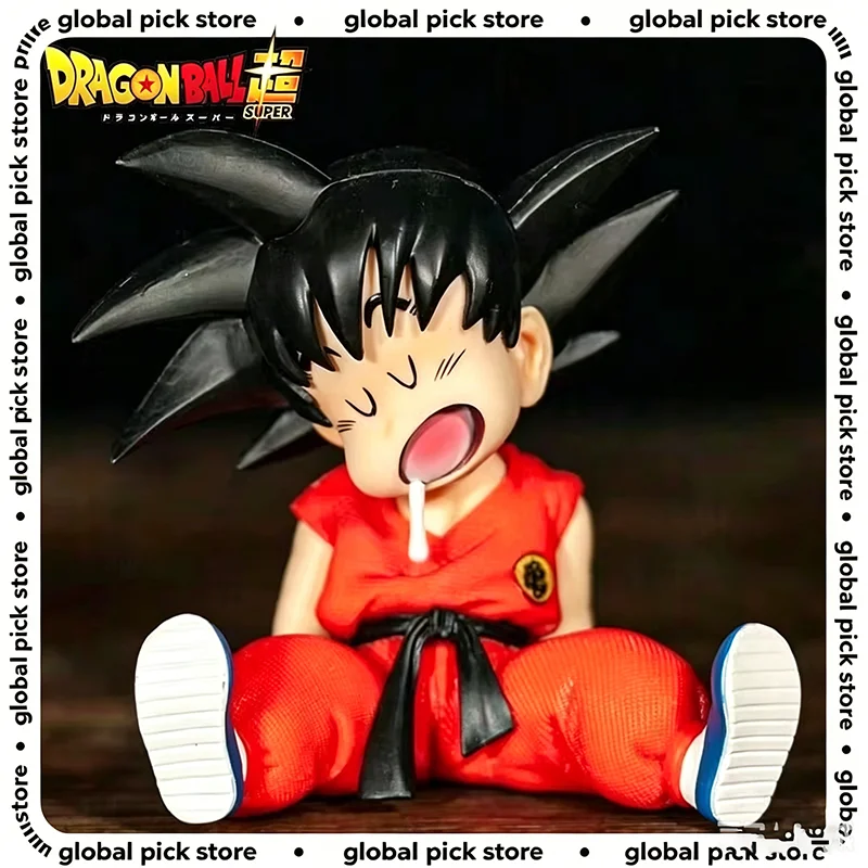 Figurine Mini Goku Dormant de l'anime Dragon Ball, Scène de Sommeil avec Salive, Décoration de Bureau, Statue pour Fans d'Anime, Cadeau Jouet