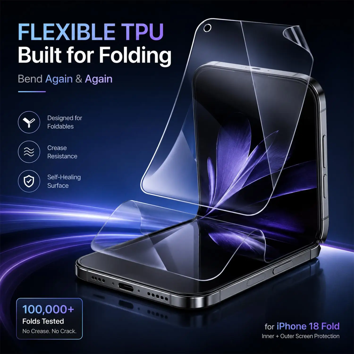 For iPhone 18 Ultra 5G Screen Protectors Inner&Outer&Hinge Protective Films For iPhone 18 Ultra Clear Soft TPU Hydrogel Films