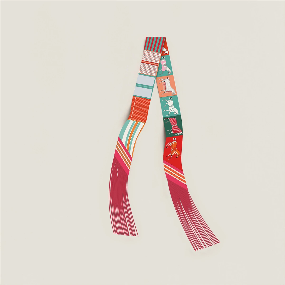 Quastenschal im Modedesign, Marken-Seidenschal für Damen, Haarband, Foulard, Schmaler Taschenschal, Halstuch, Handtaschen-Dekoration