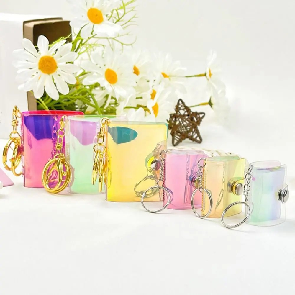 두꺼운 걸이형 체인 사진 앨범 버클 걸이형 포켓 키체인 앨범 내구성 미니 카드 홀더 스타추적용