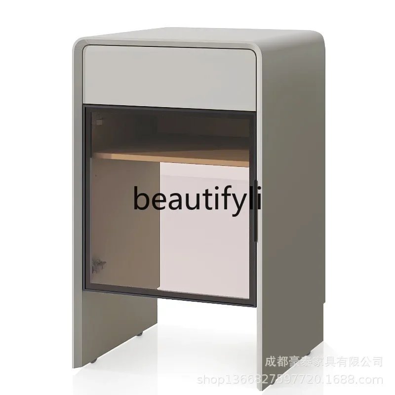 

FH All Solid Wood Sweeping Robot Cabinet Stone Storage Cabinet Italian Painted Movable Side Cabinet