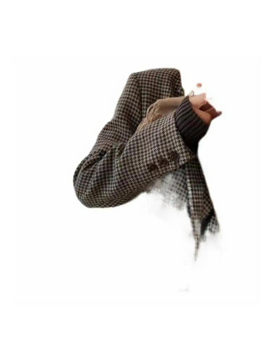 

Loose Women's Woolen Suit Jaet Brand Buttoned Plaid Design Casual Faion Outerwear for Young Women in Winter Season