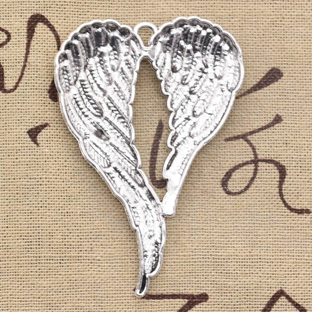 2pcs Charms Big Angel Wings 67x42mm Antique Bronze Silver Color Plated Pendants Making DIY Handmade Tibetan Finding Jewelry