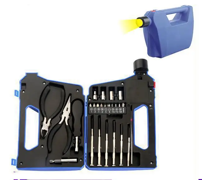 25PC home toolbox set with screwdriver, cross screwdriver head, multifunctional hardware toolbox with light and lighting