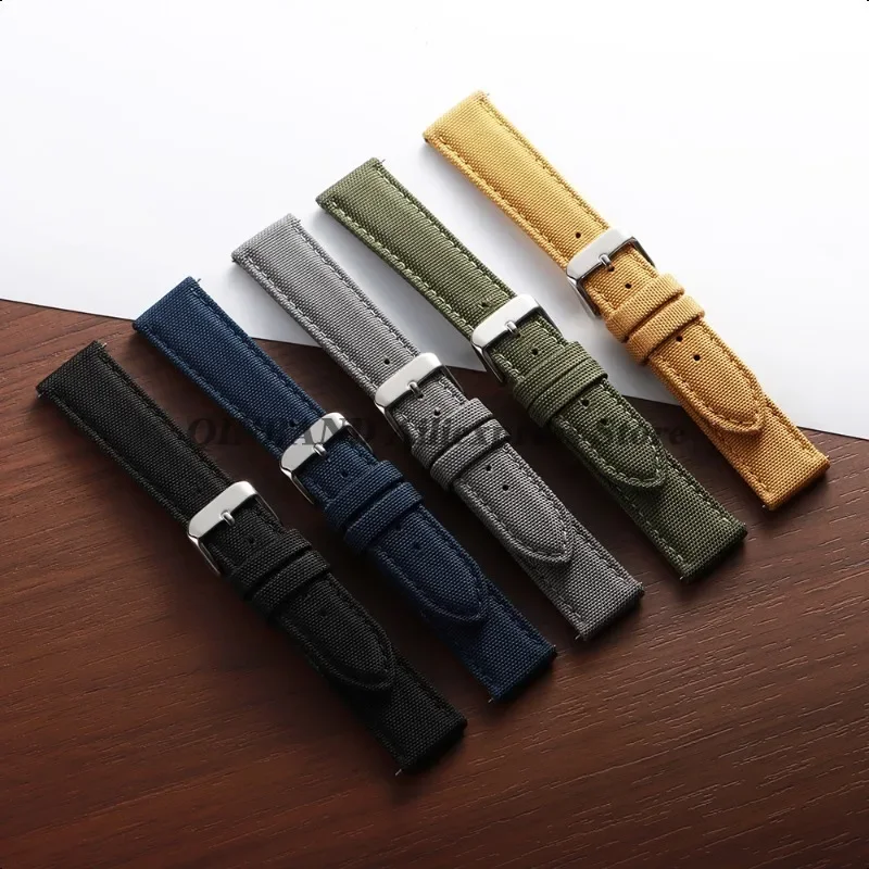 20/22 مللي متر قسط Sailcloth حزام (استيك) ساعة الوجهين حزام النايلون ل Seiko ل أوميغا الإفراج السريع الجيش النايلون سوار الرياضة معصمه