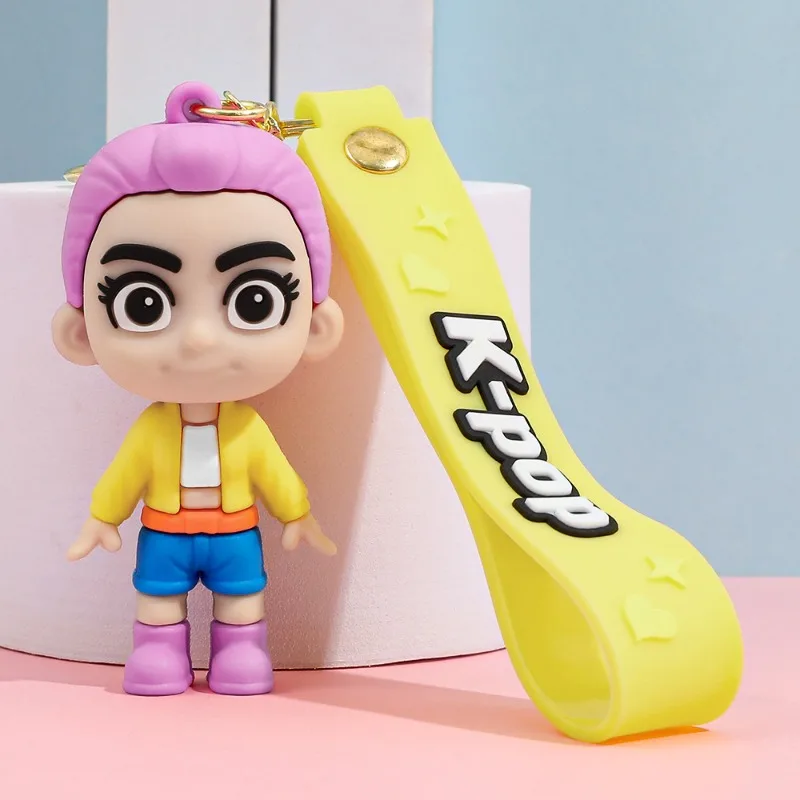 Nova caça feminina kpop dos desenhos animados chaveiro feminino saco pequeno pingente animação chaveiro pequeno presente. slayer de demônio