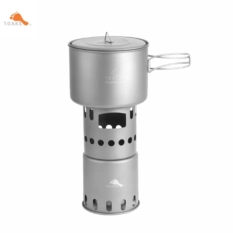 

TOAKS Titanium Pot Ti Wood Stove Combo Set Camping 1600ml Pot POT-1600 & STV-11