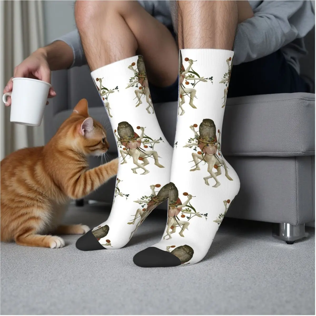 

Hieronymus Bosch носки с танцующей совой Harajuku, высококачественные чулки, всесезонные длинные носки, аксессуары для подарков унисекс