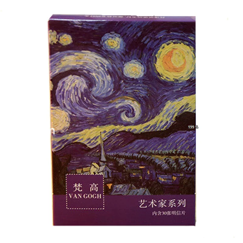 

30 Sheets/Lot Famous Artist Van Gogh Artwork Postcards Boxed Greeting Card Painting The Starry Night Themed Wish Card For Gift