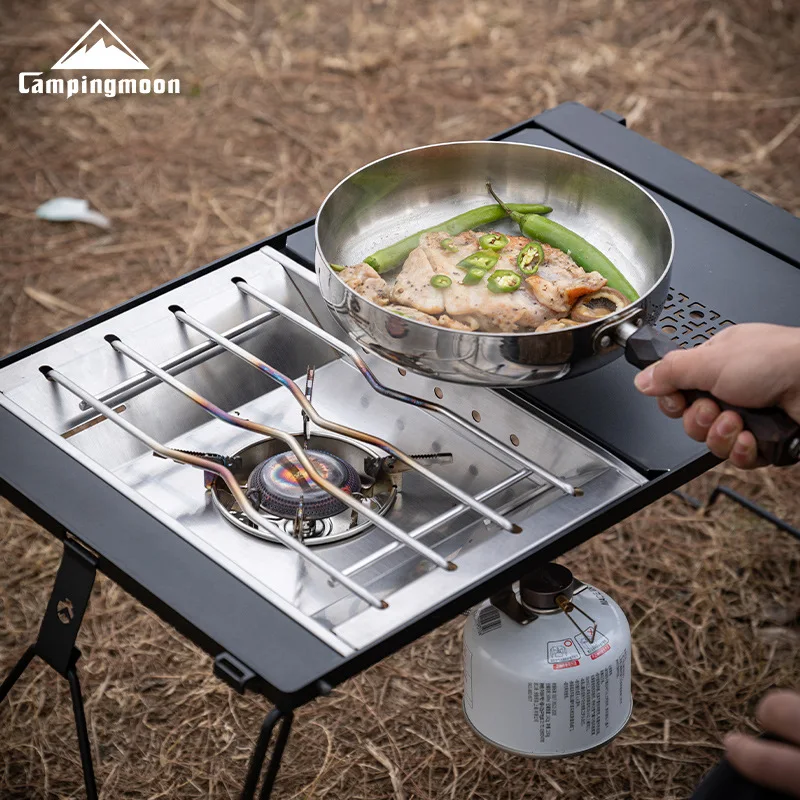 

CAMPINGMOON CK-25PG из нержавеющей стали в корейском стиле, стойка для тарелок для печи, кемпинга, затонувшая ветрозащитная пластина для печи Igt, универсальная пластина для печи