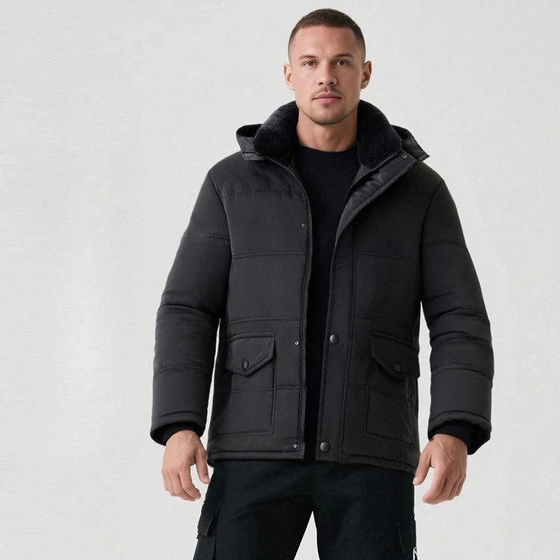 Winter Männer Warme Mit Kapuze Parkas Outdoor Winddicht Casual Männlichen Mantel Hohe Qualität Männer Schwarz Baumwolle Jacke mit Kapuze Verdickt