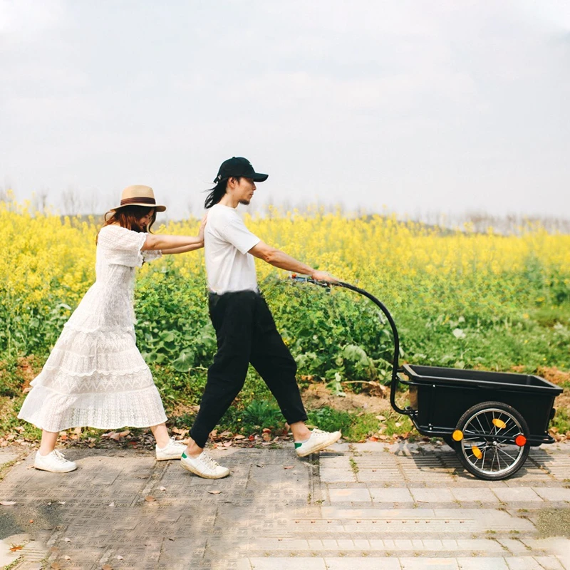 Cargo Bike Trailer With Alu Rim Rubber Tyre, 16 Inch Inflatable Wheel Wagon