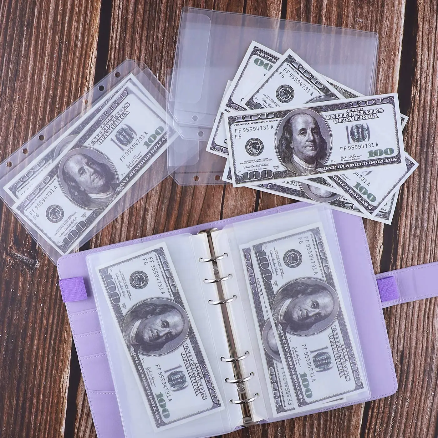 12pcs/lot Binder Pockets A6 Size 6-Holes Cash Budget Envelopes PVC Loose Leaf Bags Insert Pages for 6-Ring Notebook Binder