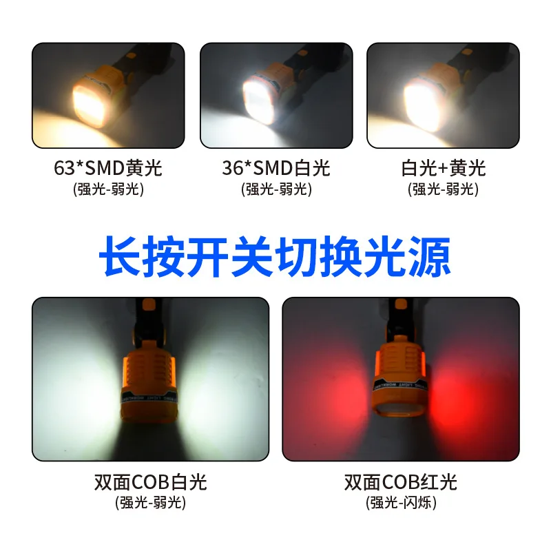 Rechargeable Spotlight, 2000lm LED Handheld Hunting Flashlight 4800mAh USB-C Searchlight Portable Camping Tent Emergency Torch