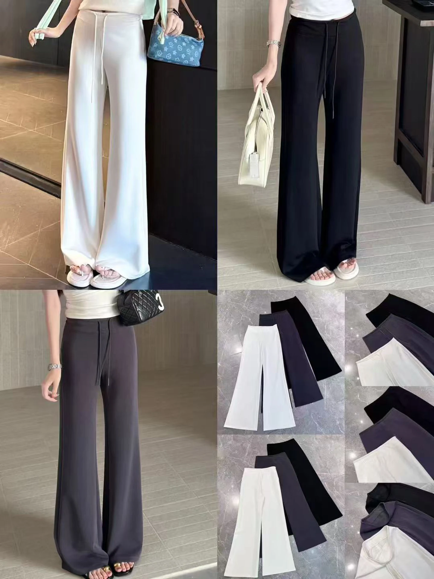 

High Waist Protein Enhanced Yoga Sports Casual Pants Belted Elastic Slimming Tummy Control Wide Leg Pants Spring 2026