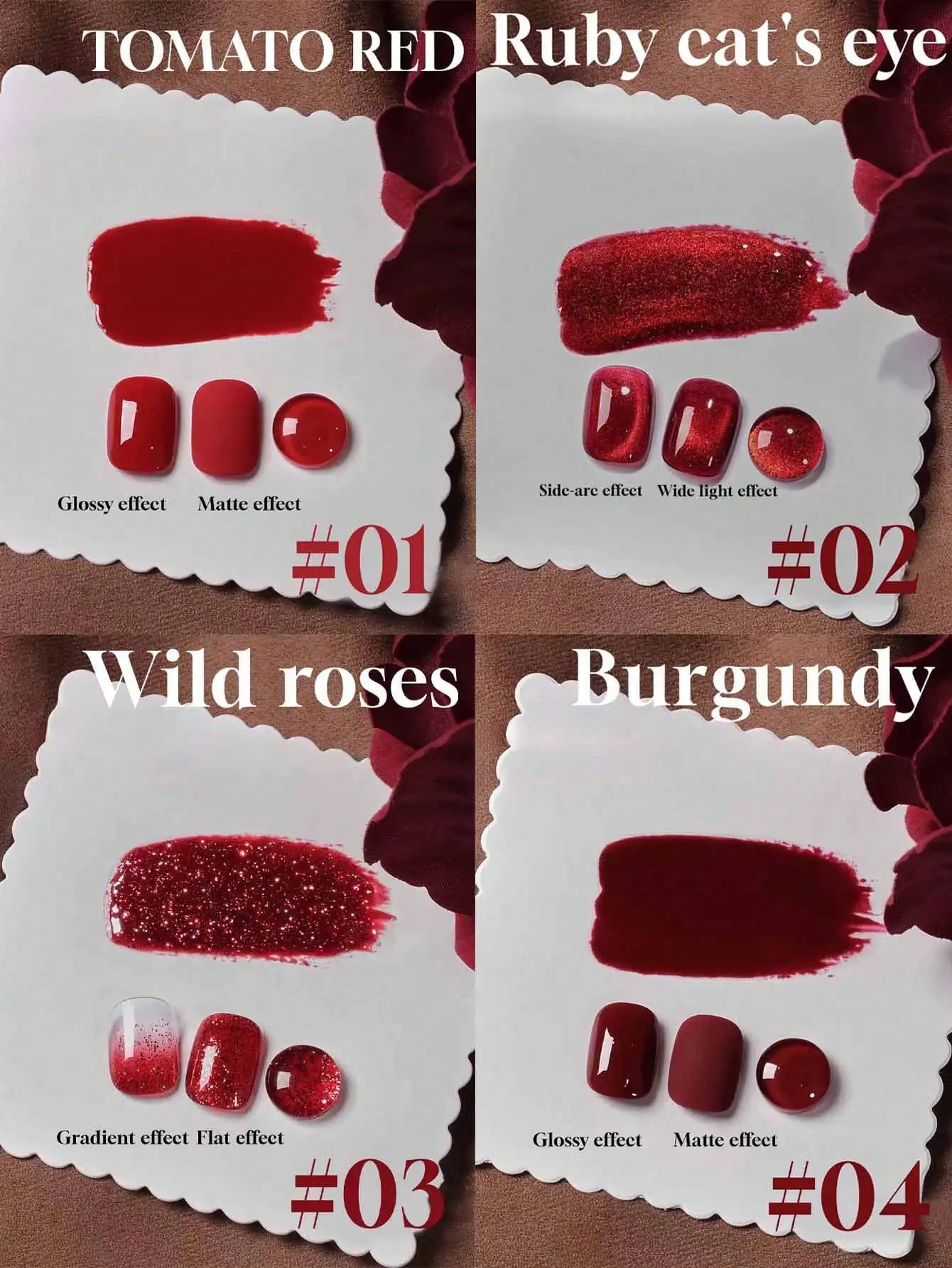 

1pcs 15ML red nail polish 2024 new hot ruby glass beads cat eye glue burst flash red sequins New Year red wine red nail polish