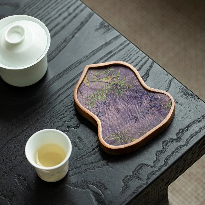 Whole piece solid wood pot gourd small dry foam table waterproof dry foam mat set small bottom support tea tray