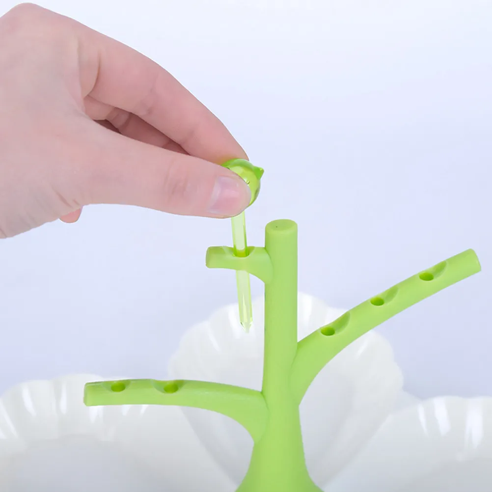 Plastic Fruit Plate Green Tree-Shaped Decoration Fruit Picks Candy Snacks Dessert Tray Sturdy Lightweight Machine Wash Safe