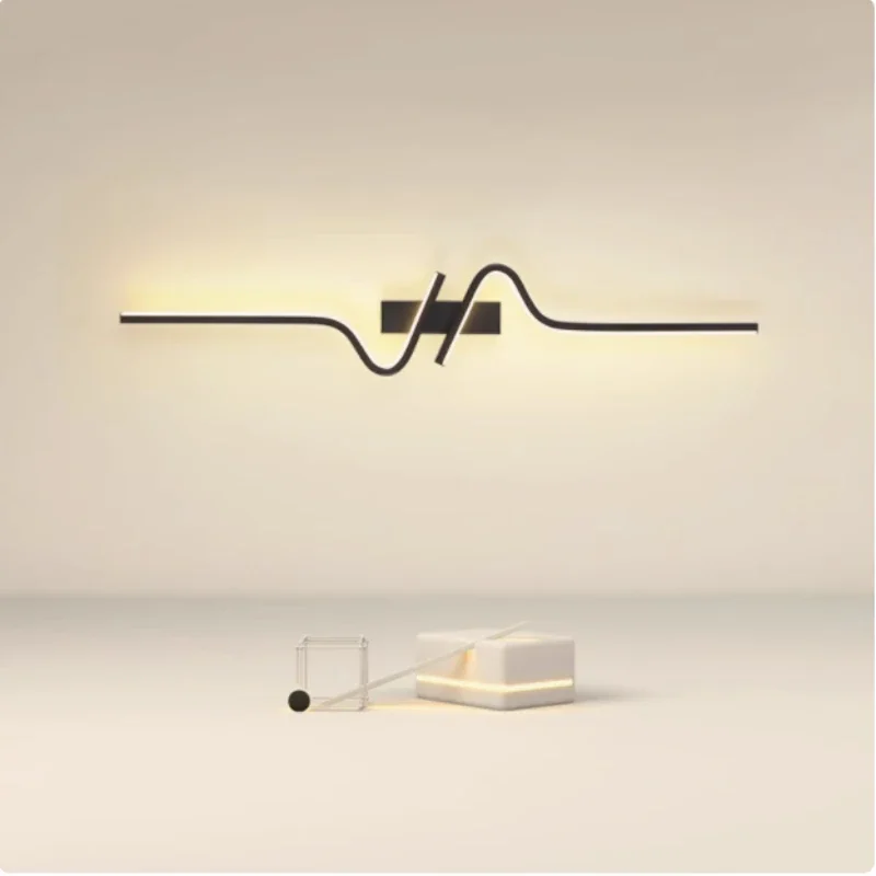 Modern LED 60/80/100cm Wall Lamp Black Aluminium Lights For Entrance Hallway Corridor Bedside Decorative Illumination Fixtures