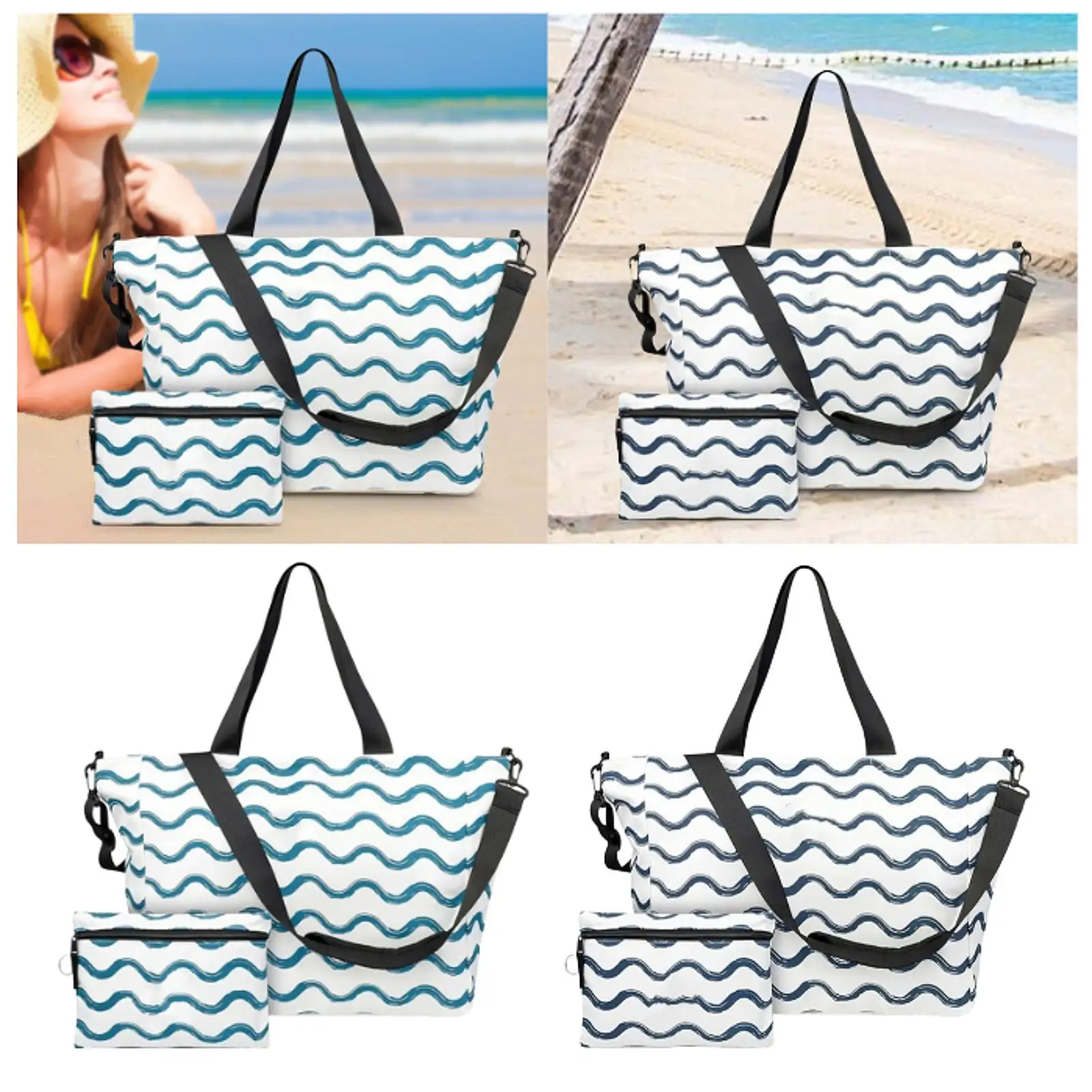

Beach Tote Women Handbag Multipurpose with Pocket Foldable Sandproof Travel Tote Beach Bags for Toys Vacation Essentials Trip
