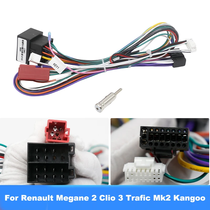 For Renault Clio 3 Megane 2 16Pin to ISO CANBUS Decoder Wiring Harness Adapter Car Radio Cable