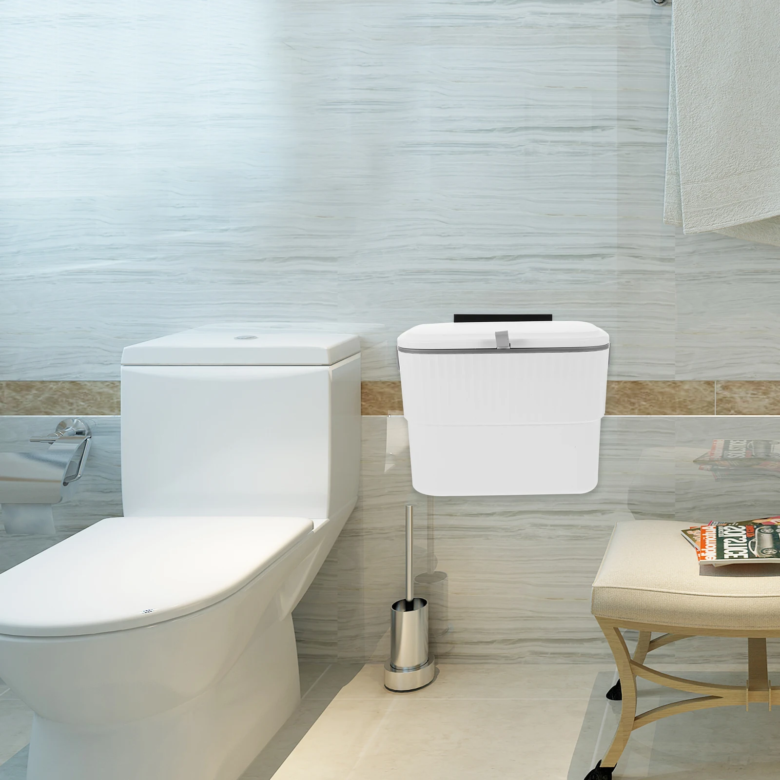

Auto Pull Lift Kitchen Garbage Can Wall Mounted Trash Small Dustbin Bucket Cabinet Door No Bending Enlarge Opening for Office