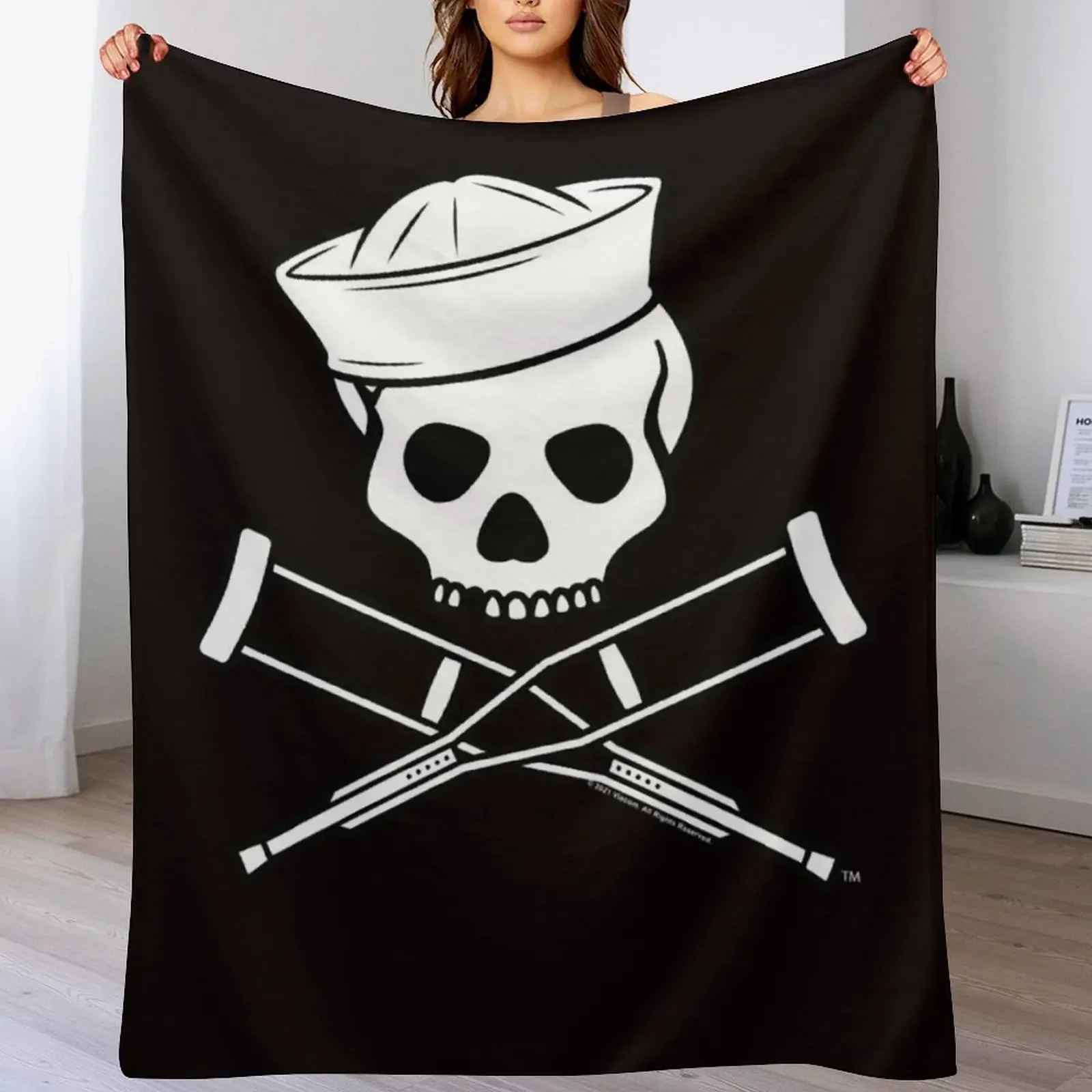 

Jackass Sailor Skull And Crutches Logo Throw Blanket Decoratives Quilt Blankets