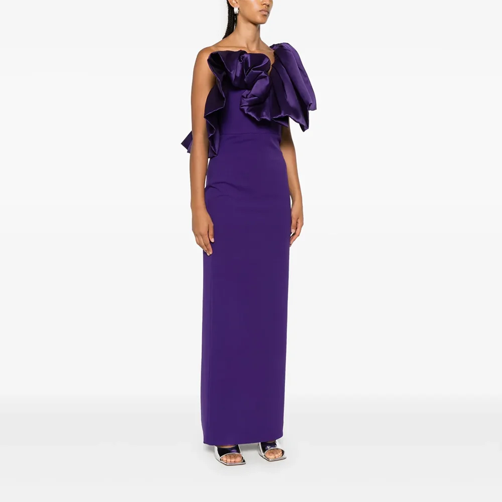 Simple Evening Dresses One Shoulder Short Sleeves Straight Evening Gowns Elegant Ankle Length Prom Dresses Customized 2025