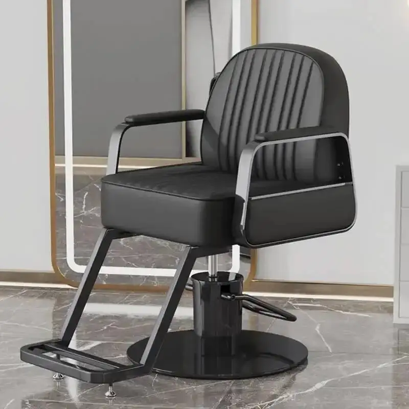 Cadeira de barbeiro preta ajustável na moda beleza nórdico elegante cadeira de cabeleireiro simples estética cadeira giratoria móveis de salão de beleza