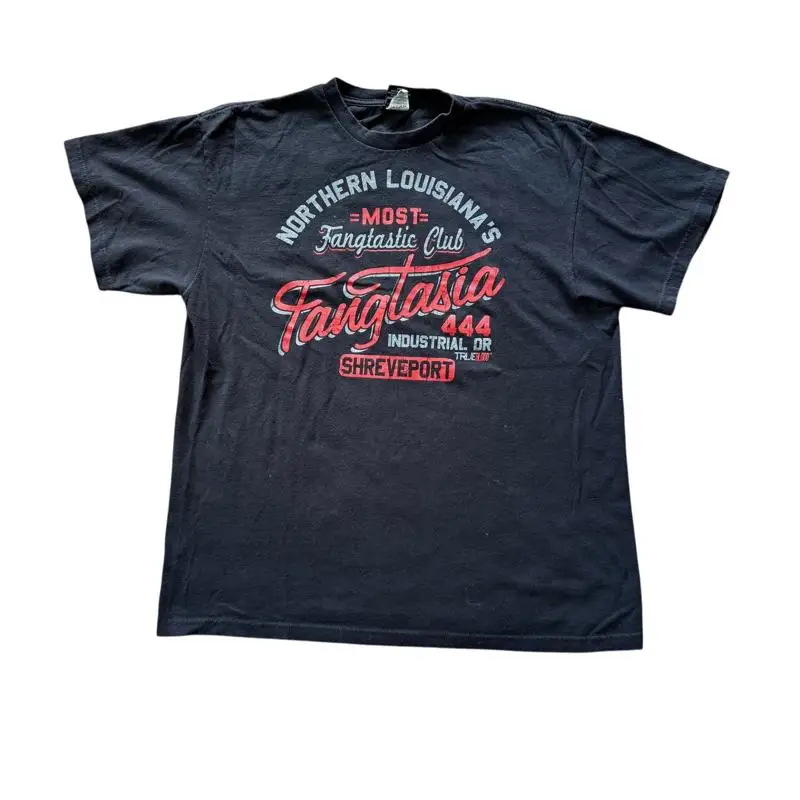 تي شيرت True Blood Fangtasia للرجال مقاس Xl أسود Hbo Shreveport Bar Club Vampire Tv Show