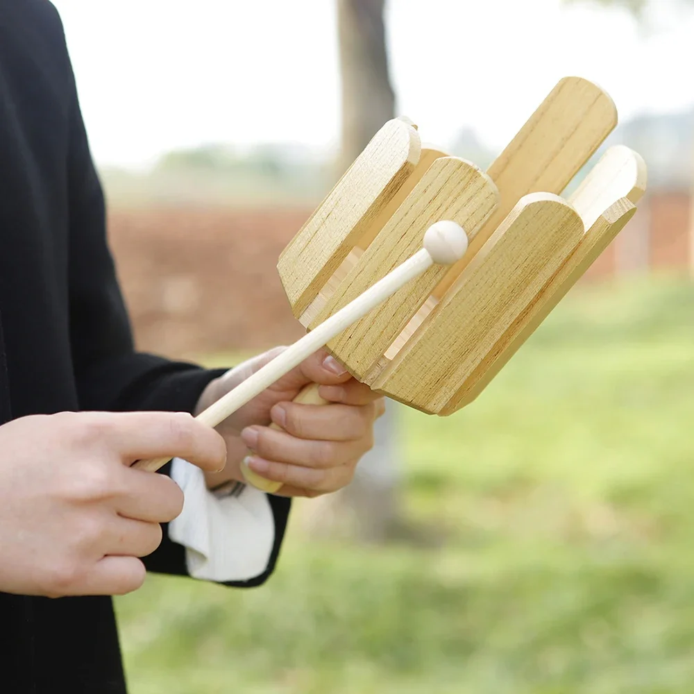 أورف أنبوب خشبي متعدد الصوت بثمانية نغمات مع عصا لعبة أطفال للأطفال الصغار التعليم المبكر ألعاب هدايا أداة قرع