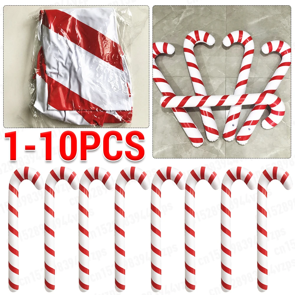 

1-10PCS Inflatable Christmas Giant Handheld Stick Christmas Tree Decor Candy Cane Stick Inflatable Props Supplies Party Decora