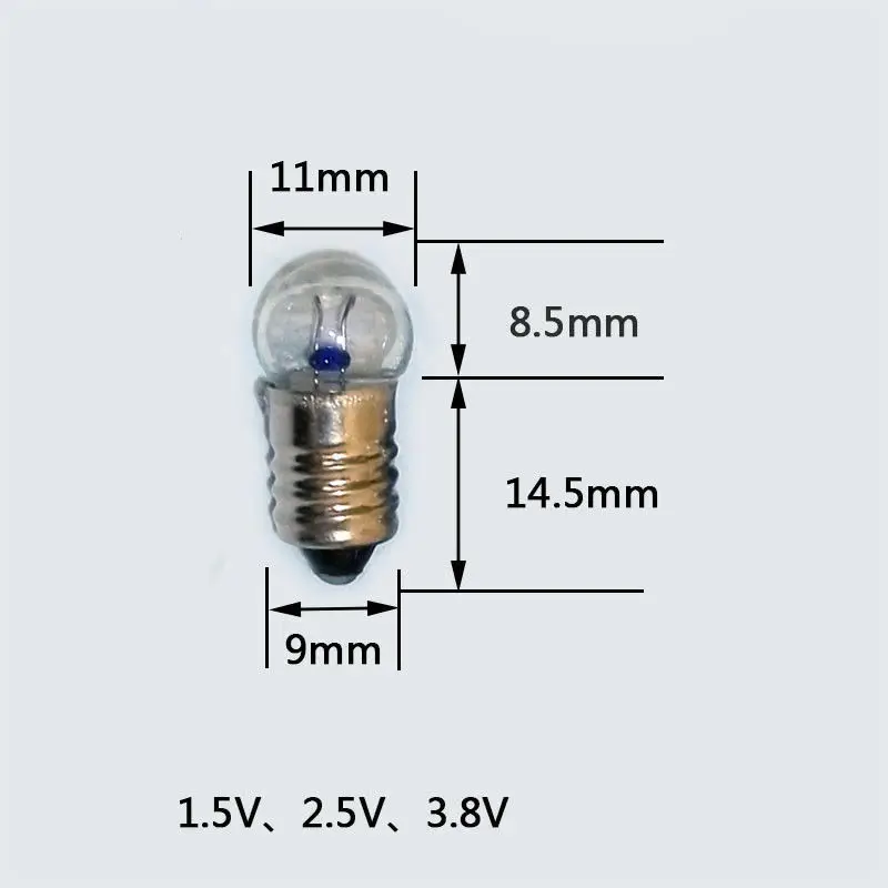 10PCS Miniature Round  0.3A 1.5V 2.5V 3.8V Small light cannon for student experiment Small Light Bulbs Beads