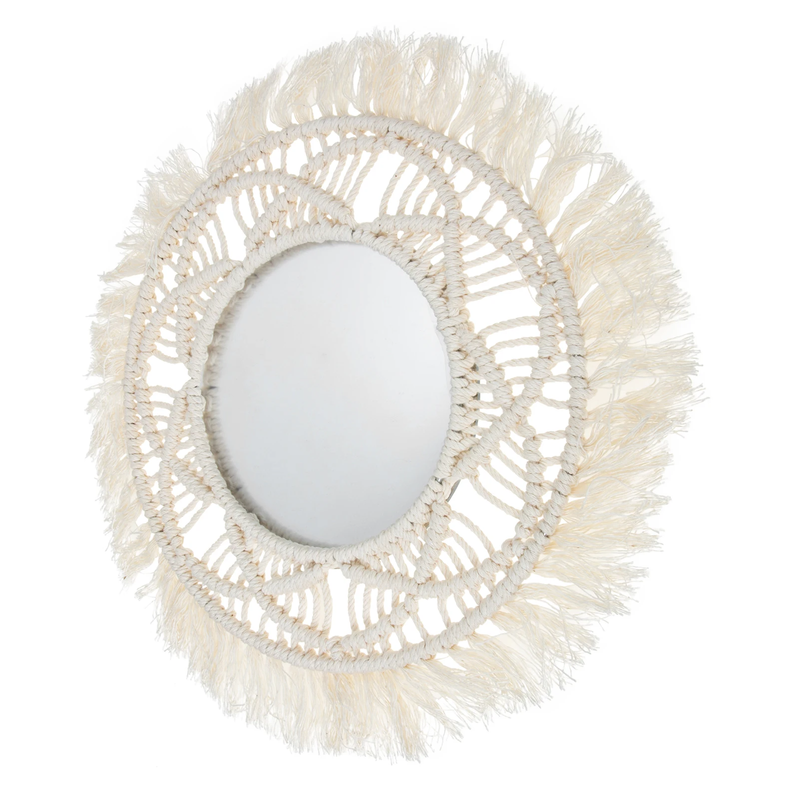 

Decorative Wall Mirror Hand Woven Bohemian Style Creative Shape Perfect for Dorm Home Photo Makeup Store Wall Mirror