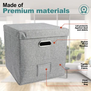 Hộp lưu trữ vinyl có khả năng gấp lớn với nắp, tủ quần áo gia đình đa chức năng, tổ chức vải lanh, 13 8 Vinyl Caixa bán hàng chính - 2