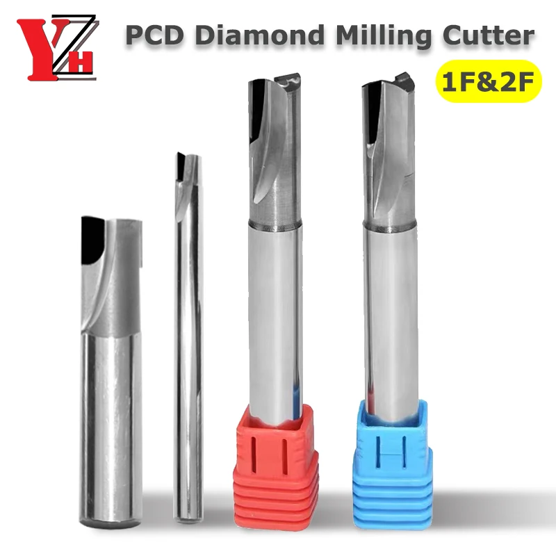 YZH PCD Diamond Milling Cutter Polycrystalline For Carbon Fiber Fiberglass Nylon Aluminum Copper Hardwood Bakelite Bits 1mm-12mm