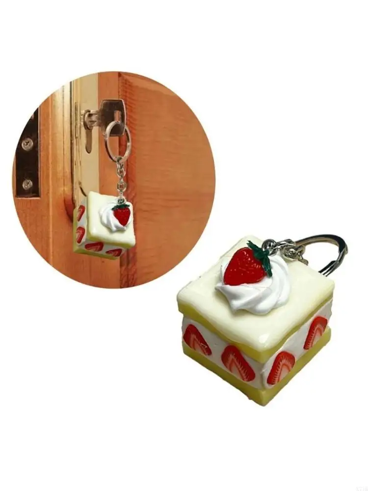 Delightful Cake Keychain Simulation Keyrings Cream Dessert Model Holder