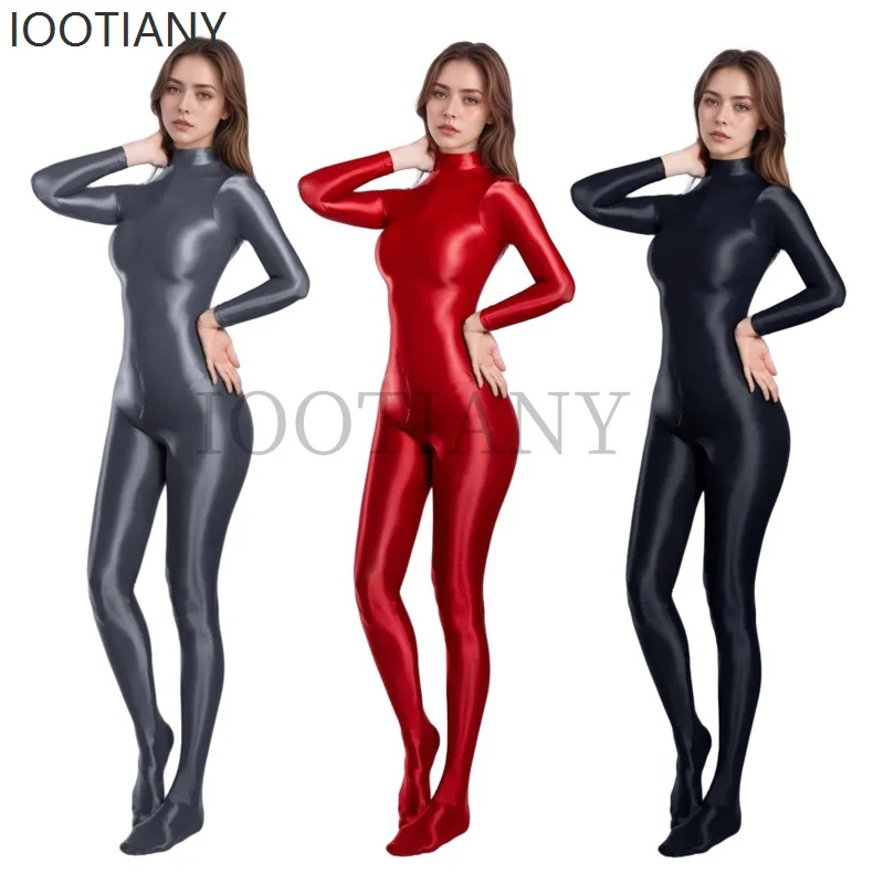 

Halloween Sexy Women's Shiny Sports Fitness Jumpsuit Carnival Party Cosplay Maid Costume Stage Yoga Performance Stretch Tights