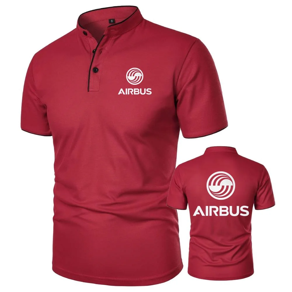 Mens Short Sleeve Polo Shirt AIRBUS AVIATION Flight Airbusfan A320 Tee Vintage Henley Shirt Mesh Cotton T-Shirts Camping Tshirt
