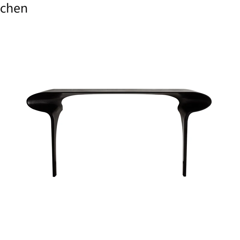ZML Art Entrance Table Wabi Sabi Wind Entrance All Solid Wood Entrance Platform Extremely Narrow Black End View Platform