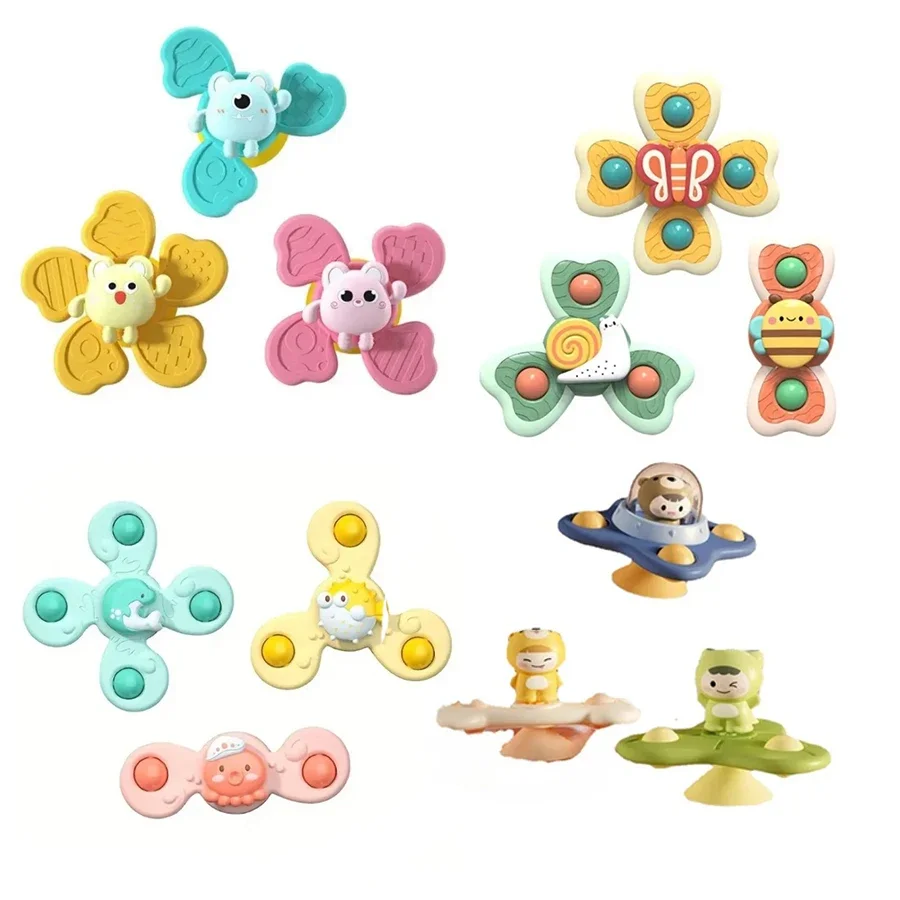 

Montessori Baby Spin Top Bath Toys For Boy Children Bathing Sucker Spinner Suction Cup Toy For Kids 2 To 4 Years Rattles Teether