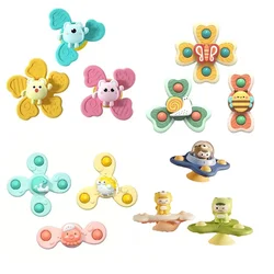 Montessori Baby Spin Top Bath Toys For Boy Children Bathing Sucker Spinner Suction Cup Toy For Kids 2 To 4 Years Rattles Teether